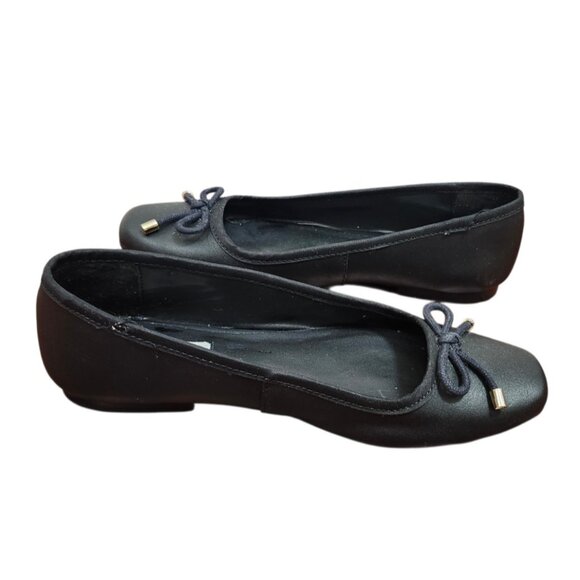 Steve Madden Black Leather Ballet Flats Women 7.5M Bow Classic Comfort Shoes - Picture 5 of 8